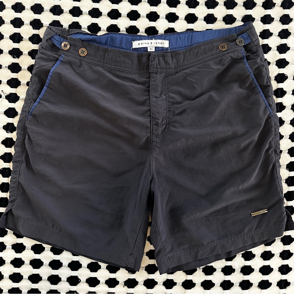 Dark Gray Shorts with Blue Trim